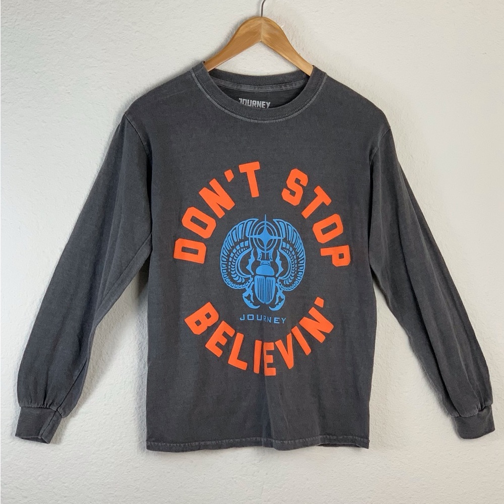 Journey ‘Don’t Stop Believin’ Gray Long Sleeve Tee Shirt Sz S